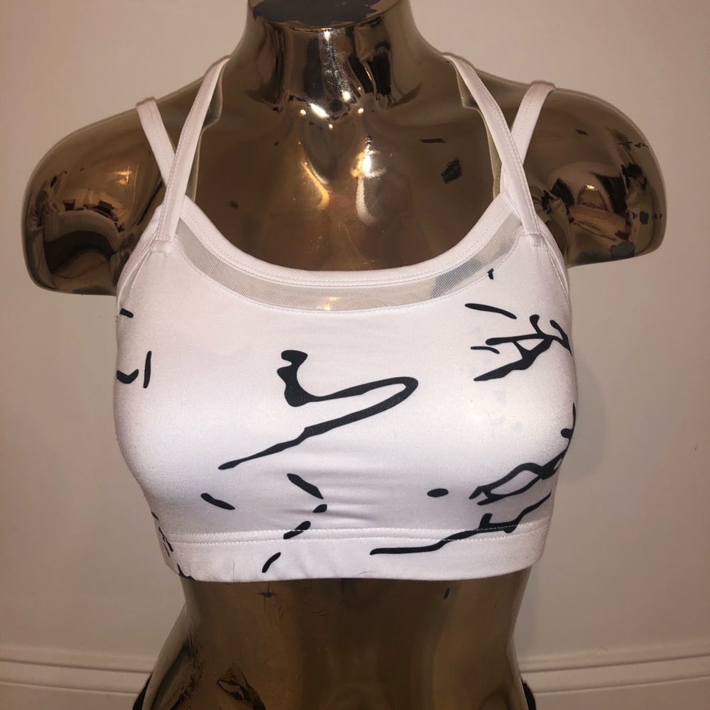 White and black sports bra